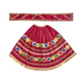 Premium Designer Maroon Satin Mata Rani Lehenga Patka Poshak with Multicolor Sequin Flower Work and Golden Coin Lace for Mata Rani Idol Shringar