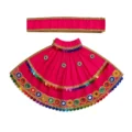 Premium Designer Red Satin Mata Rani Lehenga Patka Poshak with Paisley Embroidery and Multicolor Mirror Work for Mata Rani idol shringar