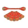 Premium Designer Red Satin Mata Rani Lehenga Patka Poshak with Floral Zardosi Work, Pearl Work and Matching Mukut for Mata Rani Idol Shringar