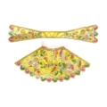 Premium Designer Lemon Yellow Satin Mata Rani Lehenga Patka Poshak with Heavy Floral Zardosi, Dabka, Sequins, Beads and Hand Embroidery Work for Mata Rani Idol Shringar