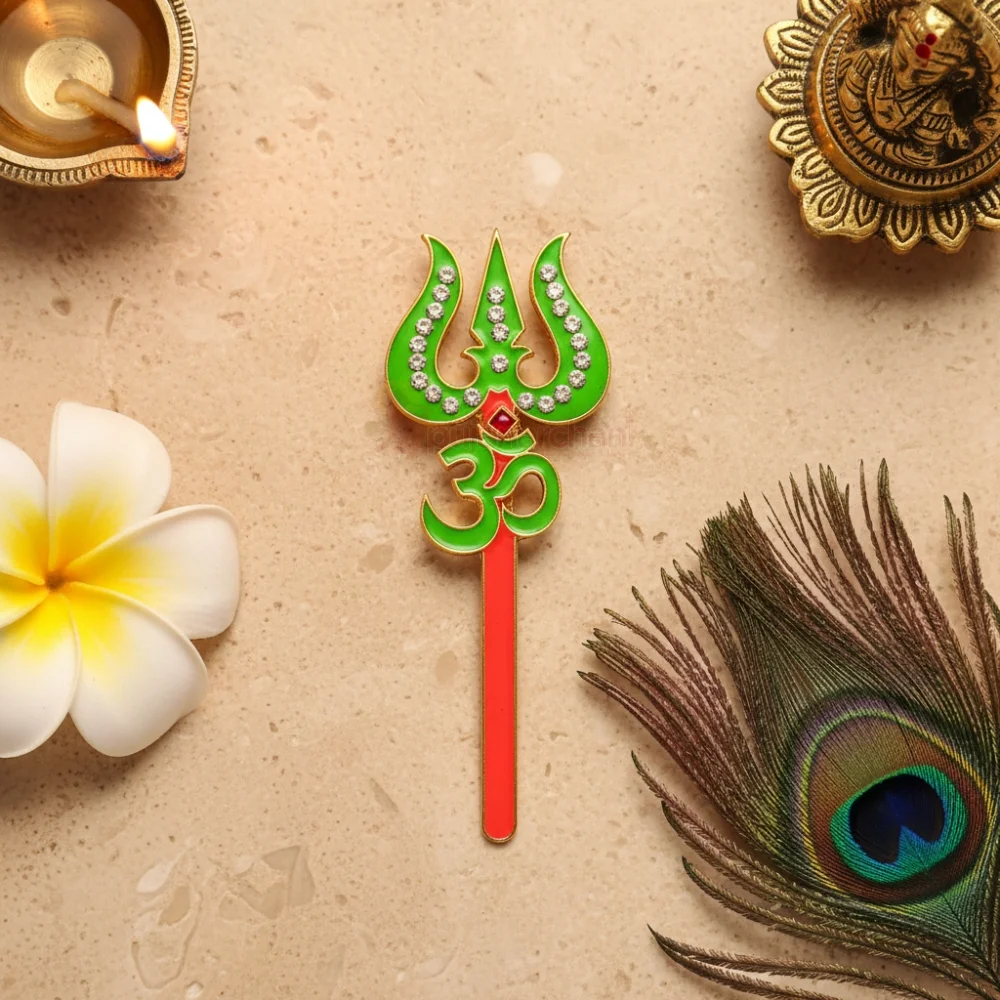 Handcrafted decorative trishul for God idol shringar and temple