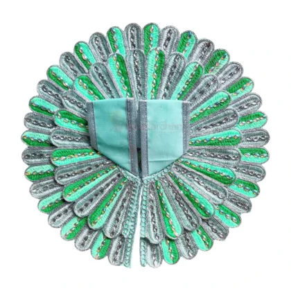Emerald Green & Mint Green Peacock Design Laddu Gopal Poshak with Silver Embroidery and Multicolor Work