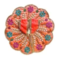 Designer Peach Floral Laddu Gopal Poshak with Pearl and Multicolor Embroidery Work