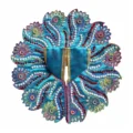 Peacock Blue Floral Laddu Gopal poshak with pearl and multicolor floral embroidery