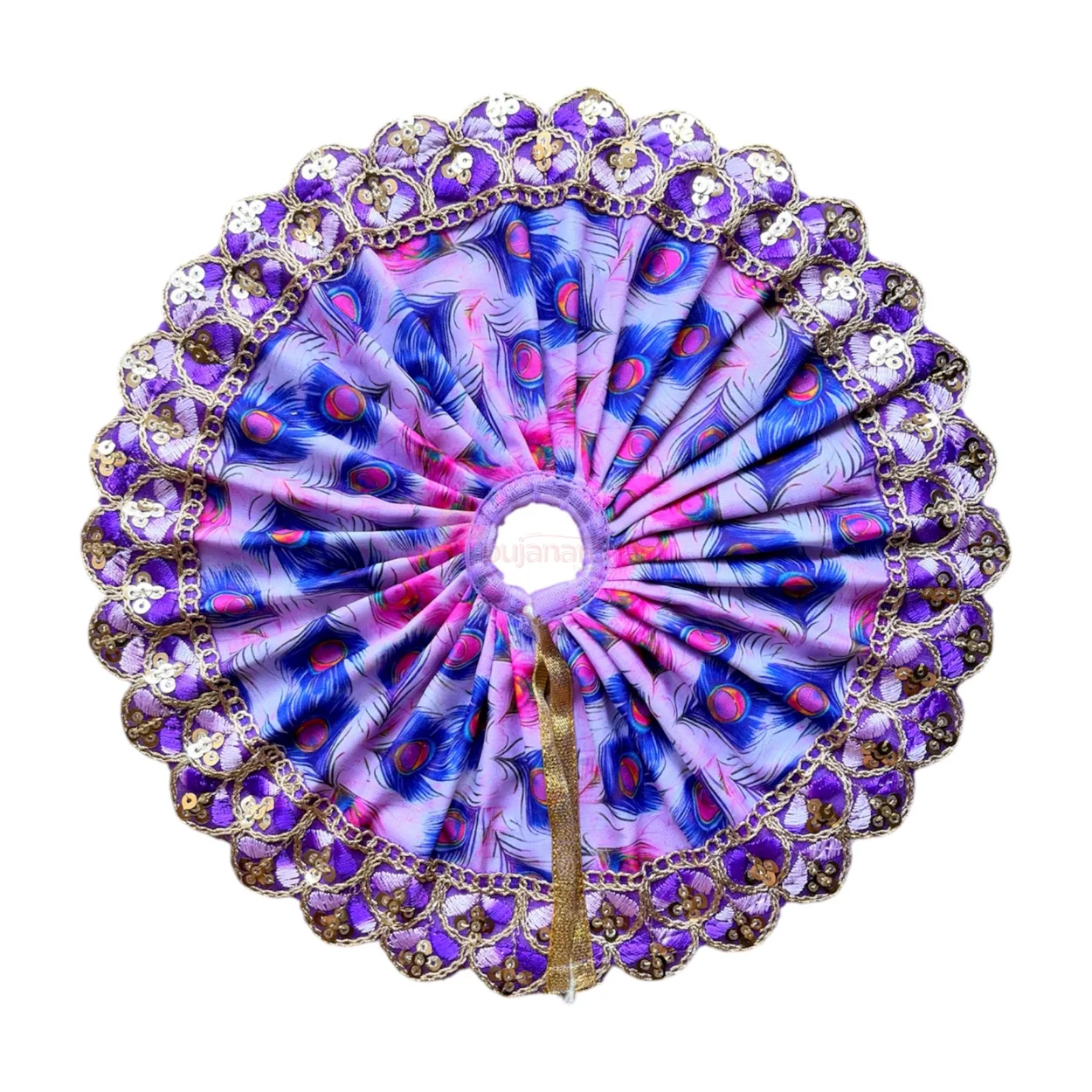Designer Purple peacock feather Laddu Gopal poshak with embroidered border