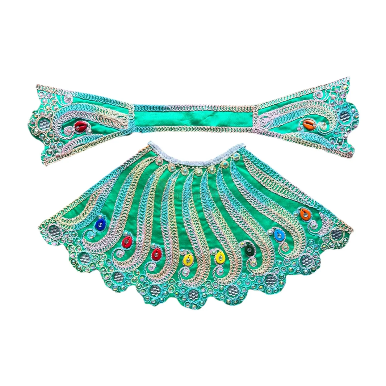 Designer Emerald Green Mata Rani Poshak For Navratri Designer Emerald Green Mata Rani Poshak For Navratri