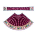 Designer Wine & Multicolour Lace Work Maa Durga Poshak