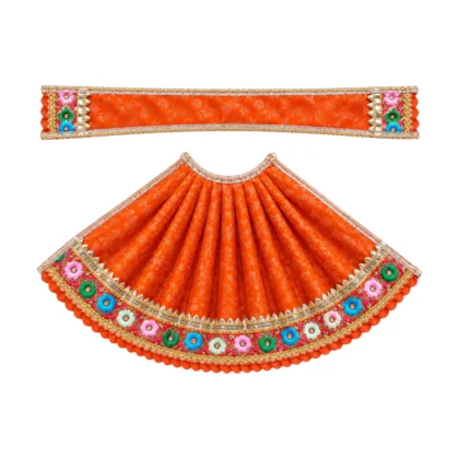 Designer Orange & Multicolour Lace Work Maa Durga Poshak
