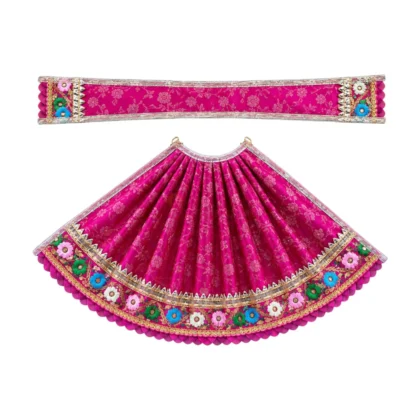 Designer Magenta & Multicolour Lace Work Maa Durga Poshak