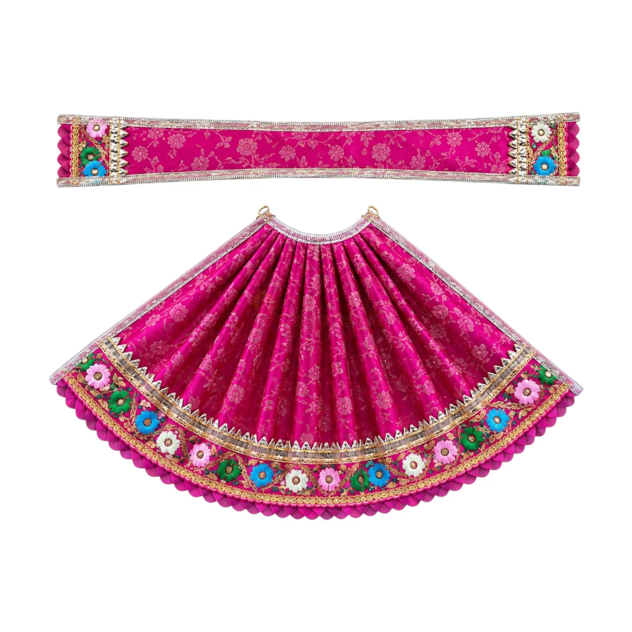 Designer Magenta & Multicolour Lace Work Maa Durga Poshak Designer Magenta & Multicolour Lace Work Maa Durga Poshak