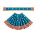 Blue Maa Durga Poshak with floral designer lehenga and matching patka