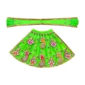 Green Maa Durga Poshak with peacock stone work lehenga and matching patka