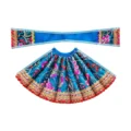 Designer Teal Blue Mata Rani Poshak Set | Heavy Cone Lehnga & Patka