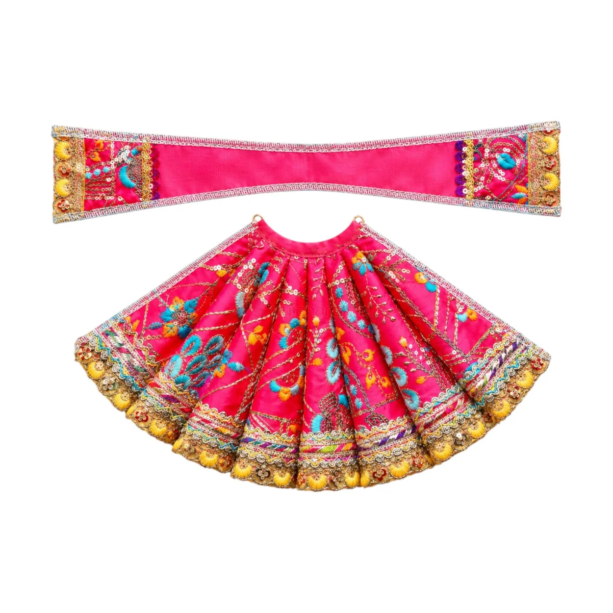 Designer Fuchsia Pink Mata Rani Poshak Set | Heavy Cone Lehnga & Patka