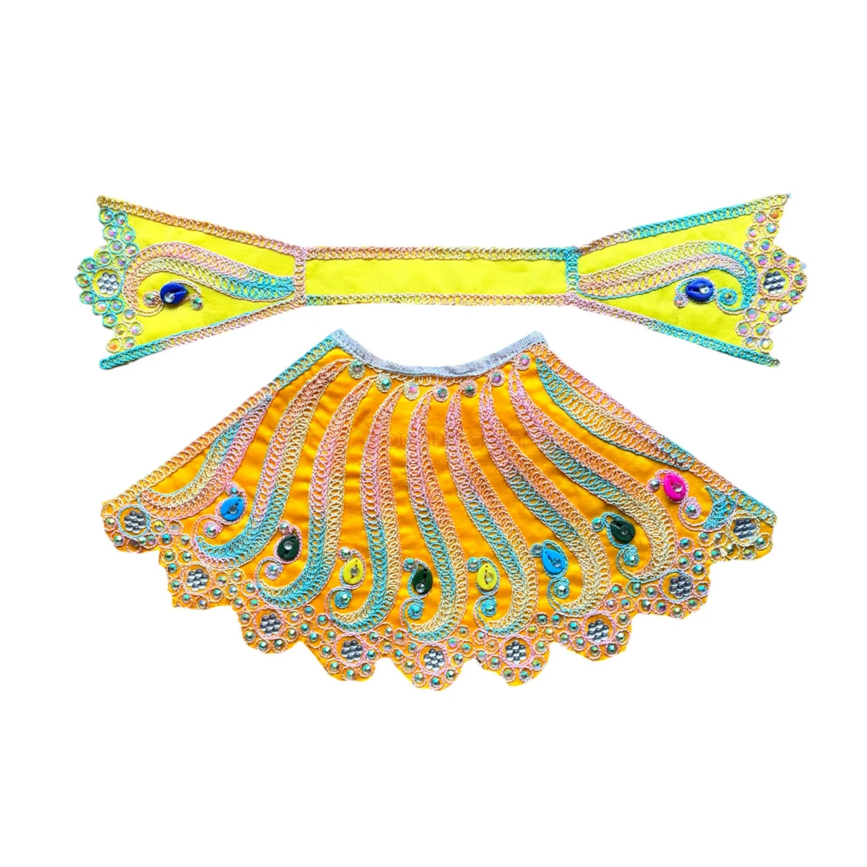 Designer Yellow & Orange Mata Rani Poshak